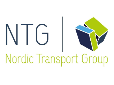 Logo of Nordic Transport Group with the initials NTG and a stylized cube in blue, green, and dark blue.