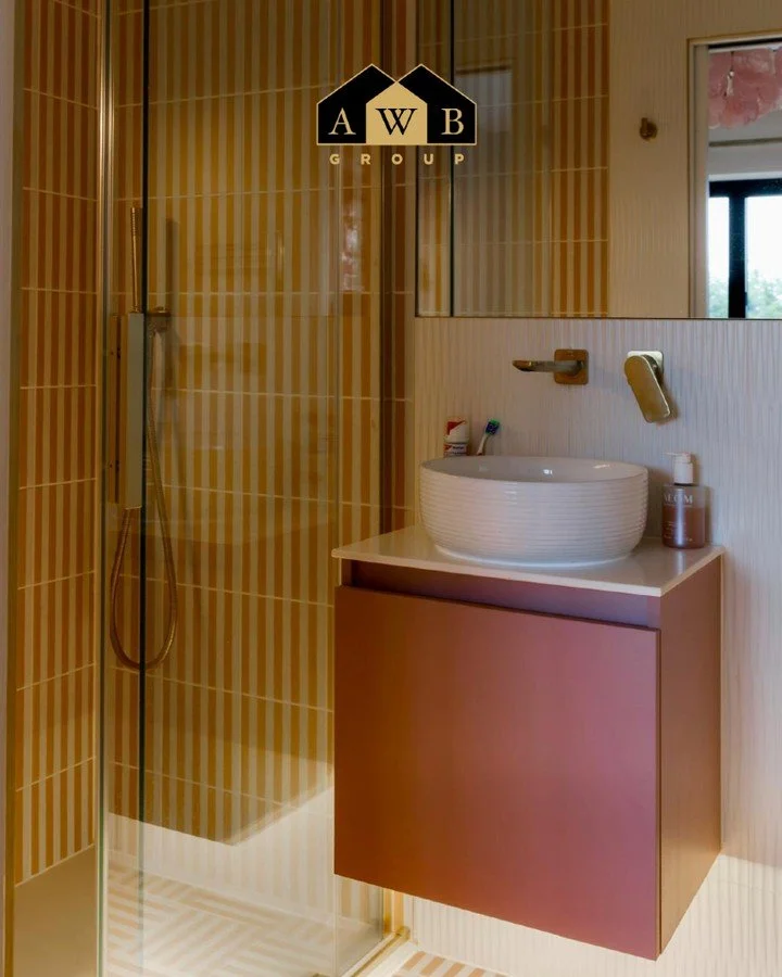 Day 8 of 14 &mdash; Bathroom detail.

A space that uses colour, pattern, and texture to create something distinctive.

📷 Beautifully taken photo's by the talented @_nataubry_

🎨 Architect - @uchiarchitect
🔩 Engineer - @dbstructural

#AWBGroup #Bat