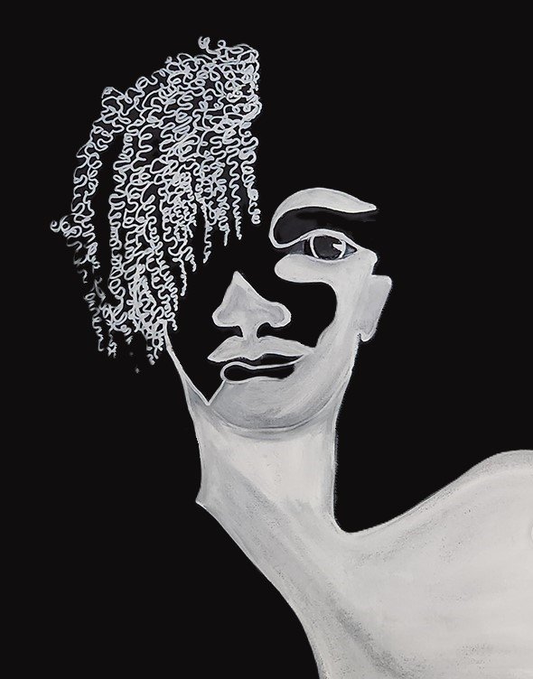 NEGATIVE SPACES SERIES OF FIVE SHE ACRYLIC ON BLACK CANVAS 20X16