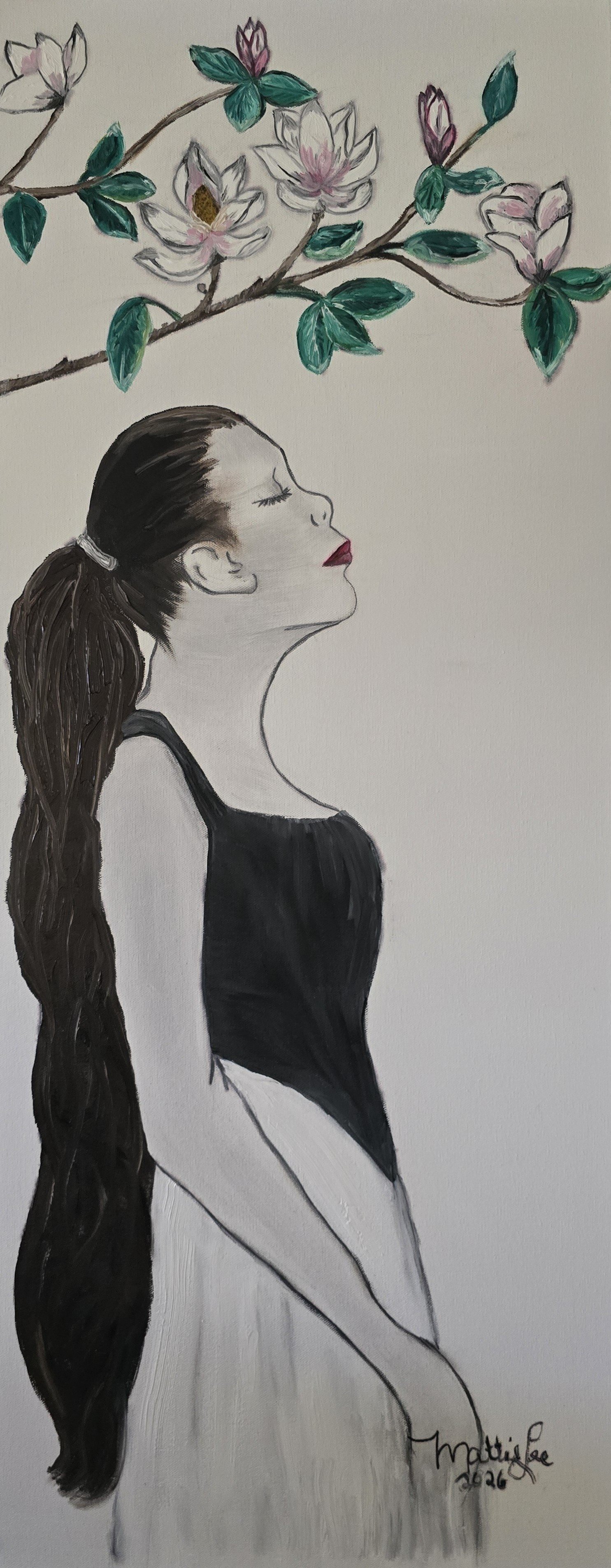 SELAH BLOOM series: A MOMENT OF PEACE- OIL ON CANVAS-40X16