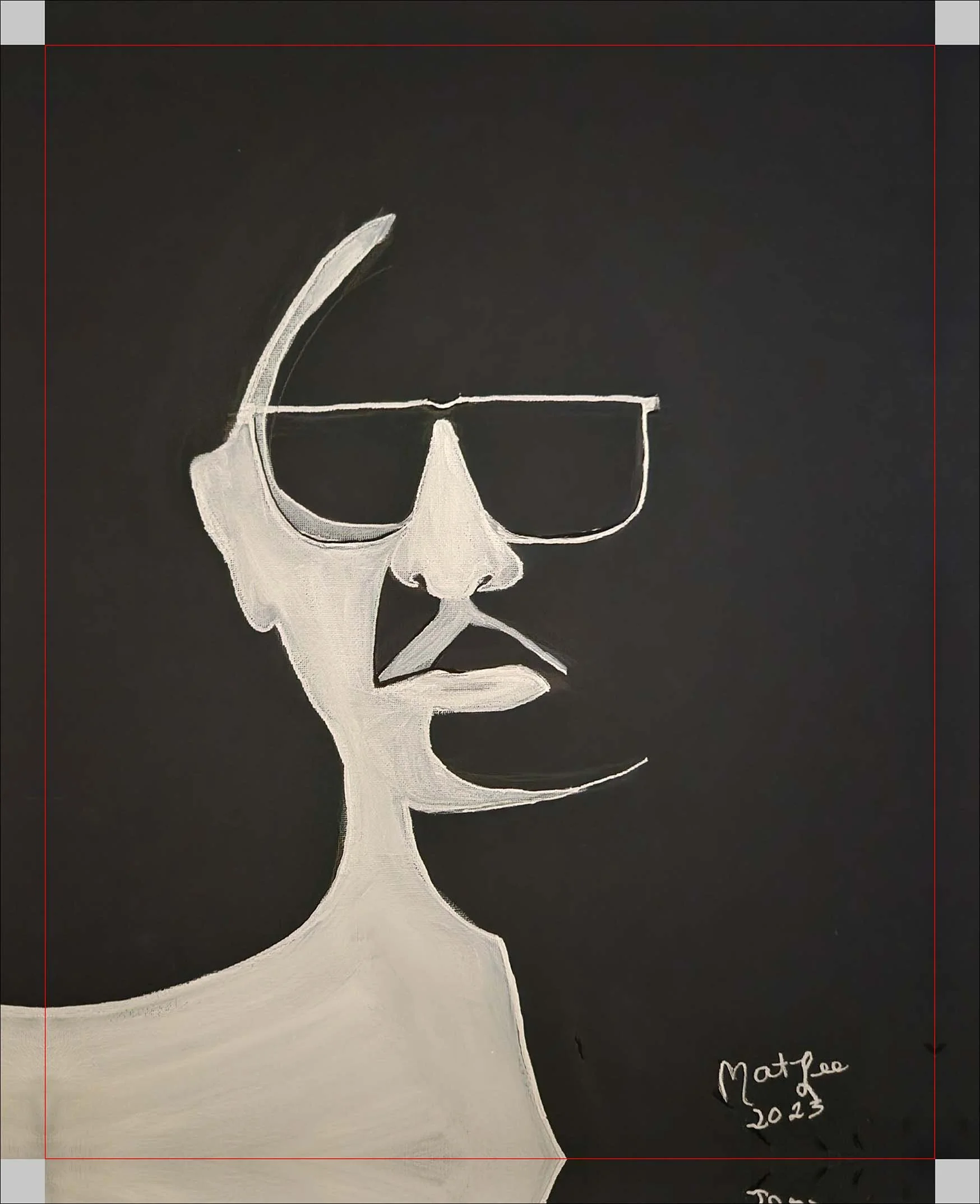 NEGATIVE SPACES SERIES OF FIVE HE: ACRYLIC ON BLACK CANVAS 20X16 