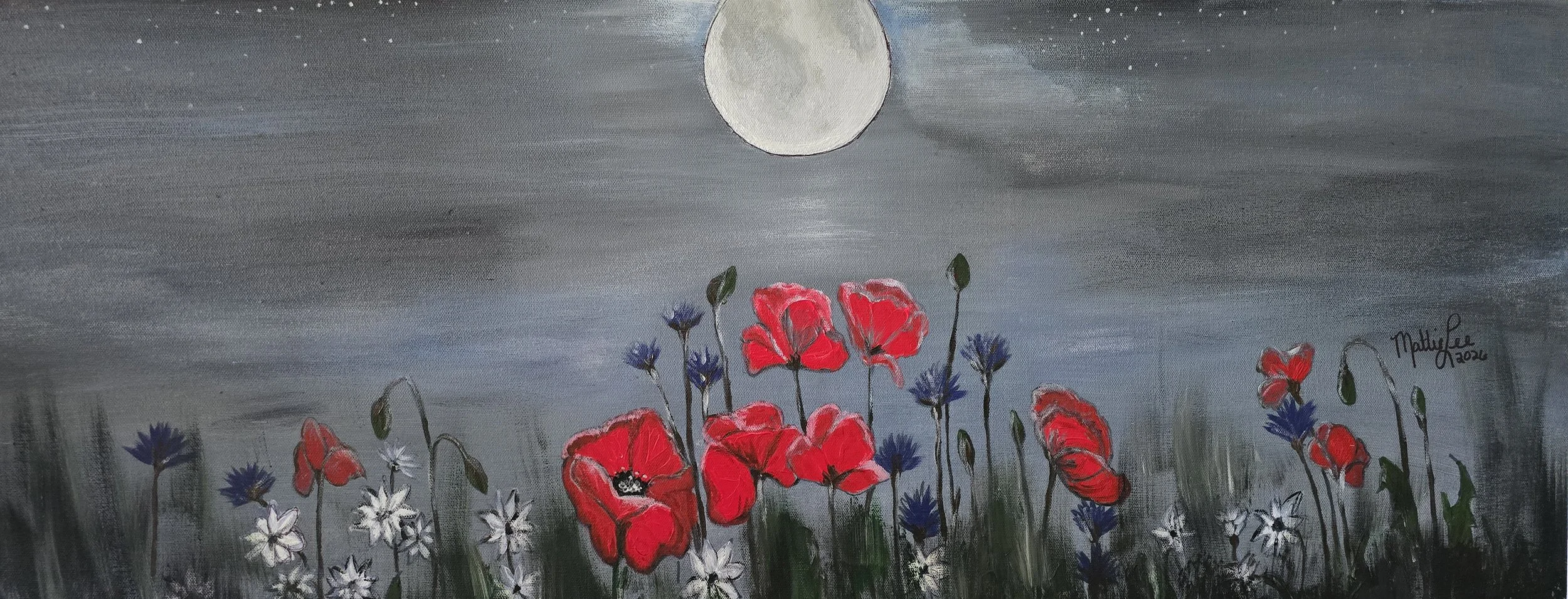 SELAH BLOOM series: MIDNIGHT BLOOM-ACRYLIC ON CANVAS-16X40