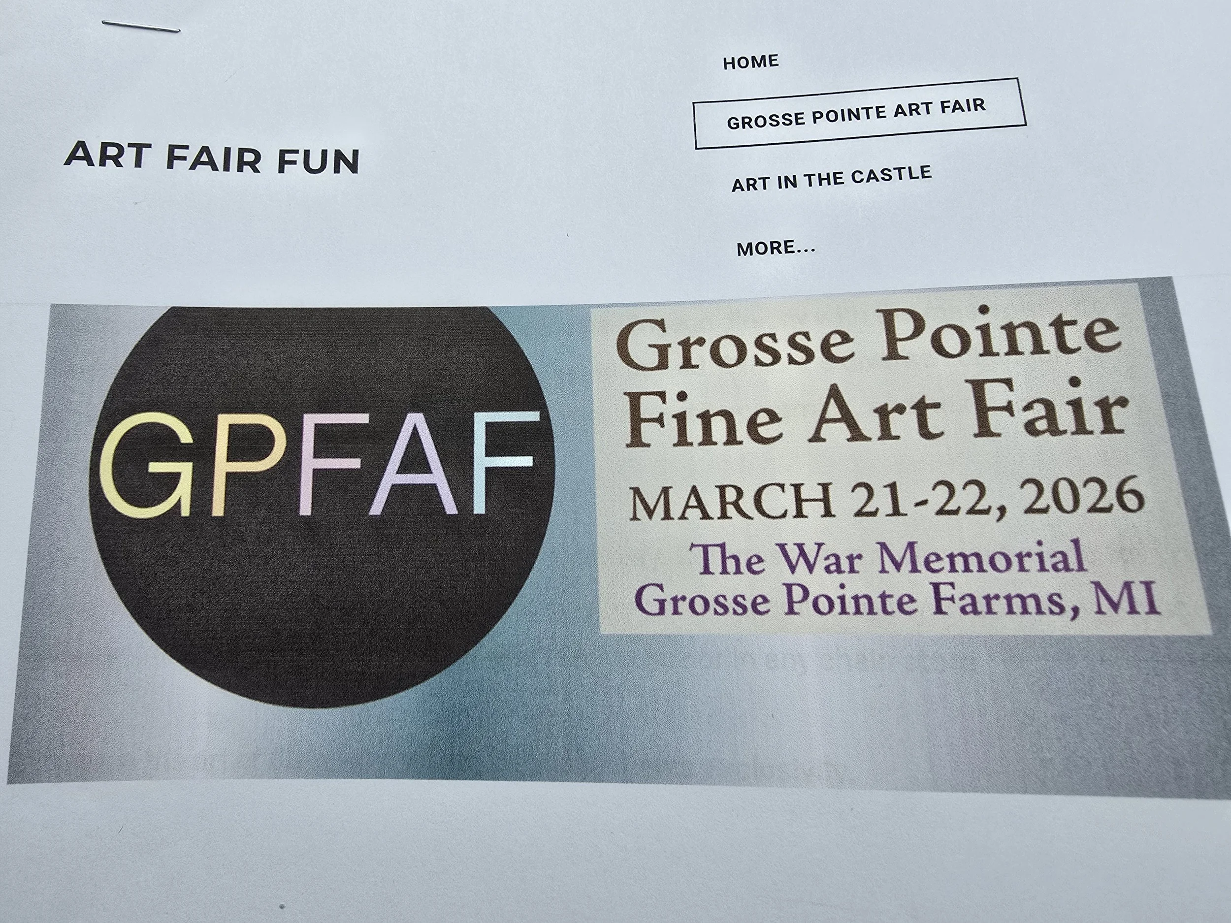 2026 Juried into my first out of state of Indiana art event. Grosse Pointe Michigan (located in the suburb of Detroit Michigan)