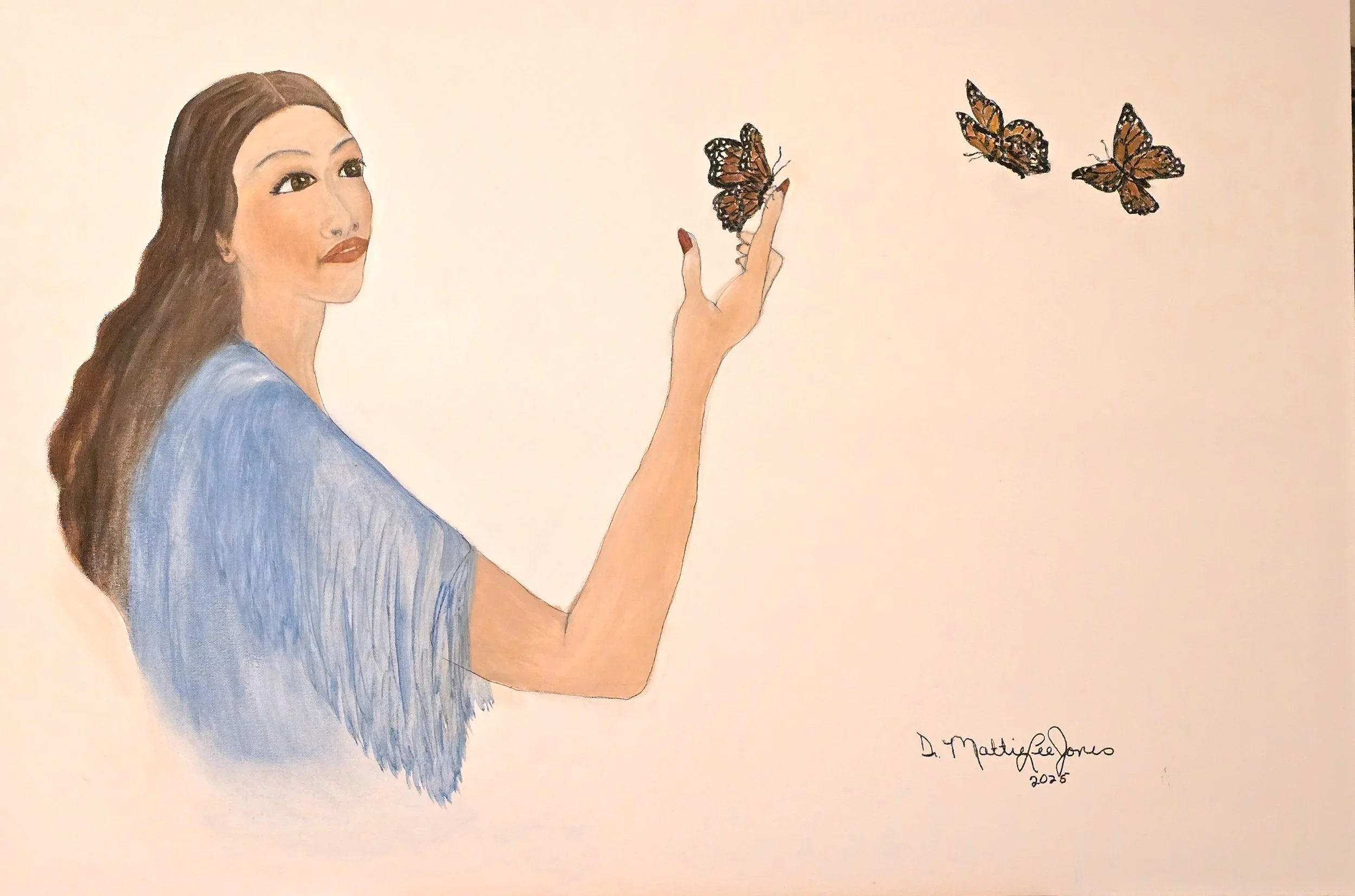 LADY BUTTERFLY 24X36 OIL ON CANVAS