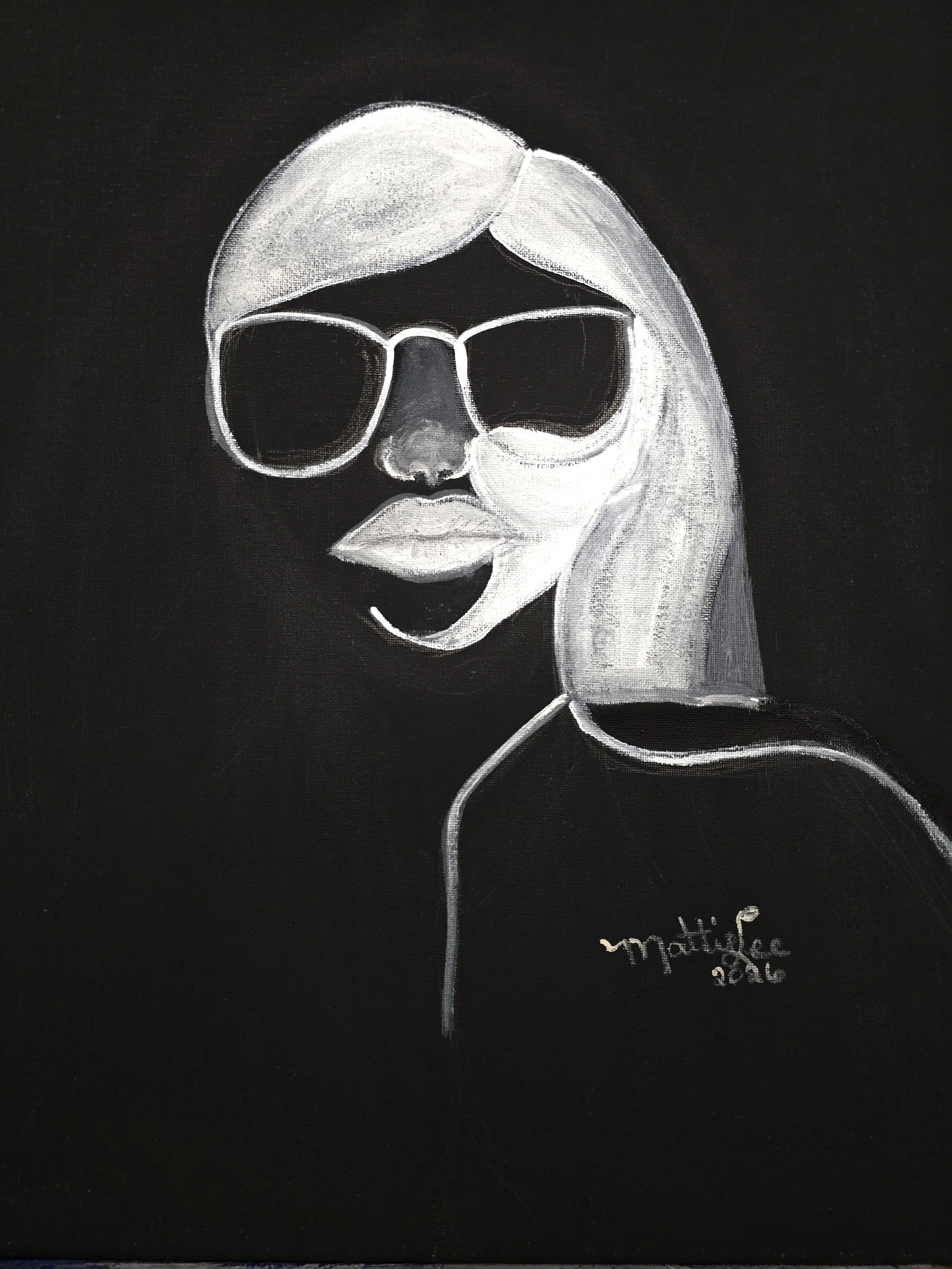 NEGATIVE SPACES SERIES: Titled HER ACRYLIC ON BLACK CANVAS 20X16