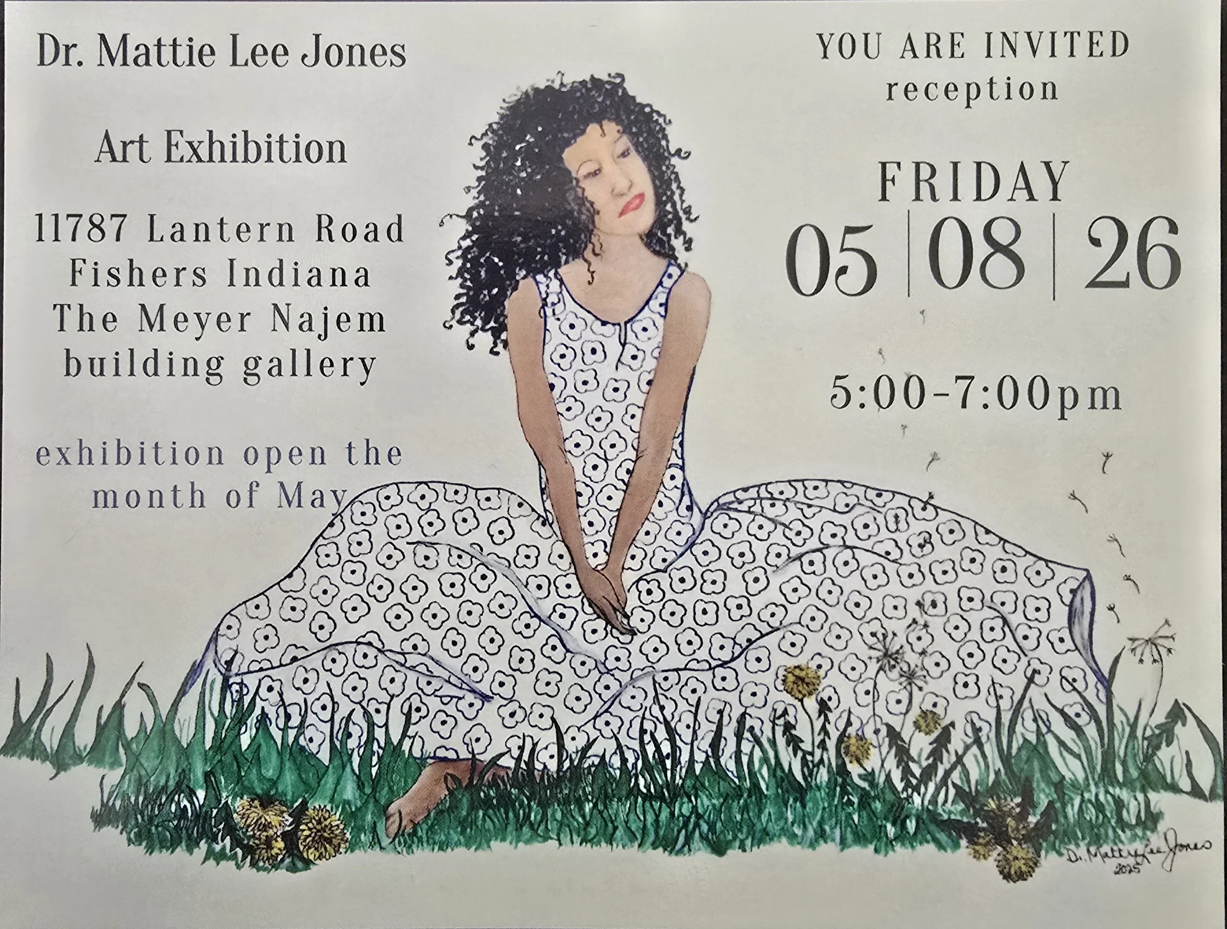 Dr. Mattie selected by The Fishers Art Council to exhibit at the Meyer Najem building, Fisher Indiana for the entire month of May 2026 