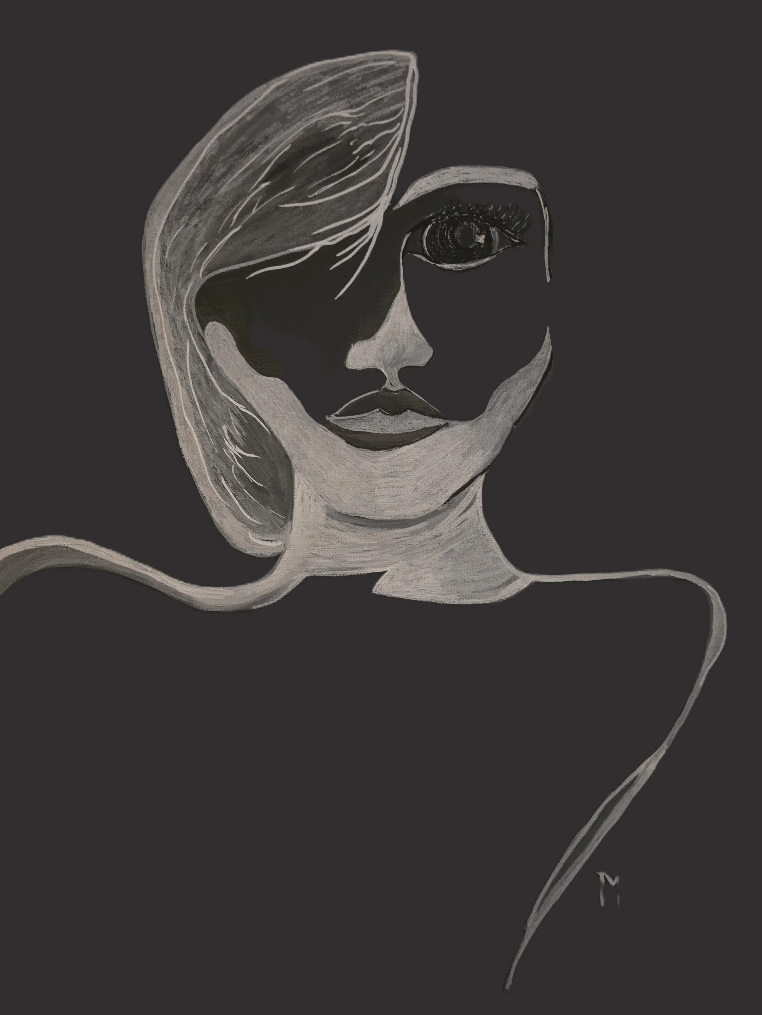 NEGATIVE SPACES SERIES OF FIVE HER ACRYLIC ON BLACK CANVAS 20X16 