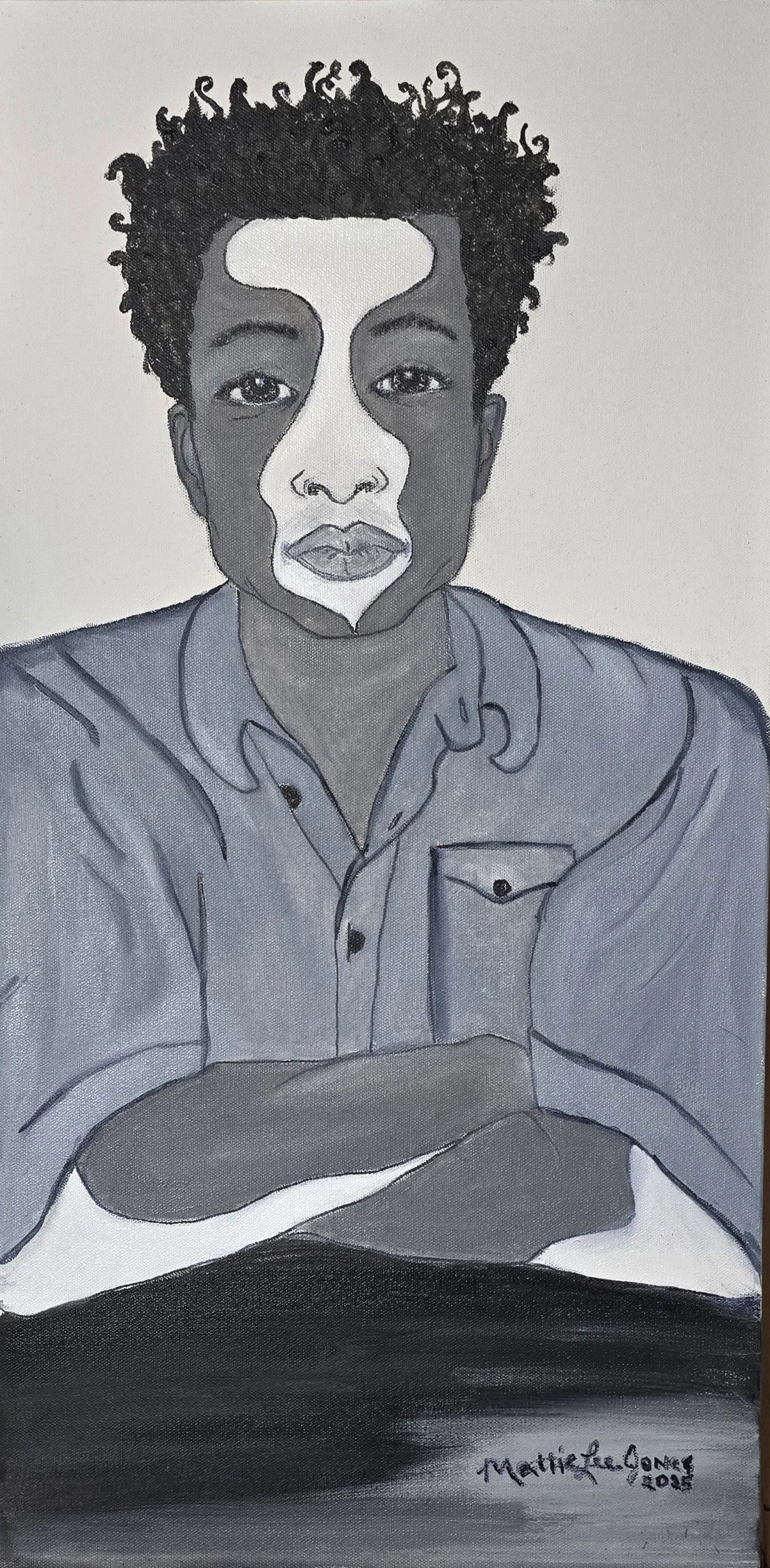 PATCHES SERIES OF THREE MALE OIL & ACRYLIC ON CANVAS 30X15 