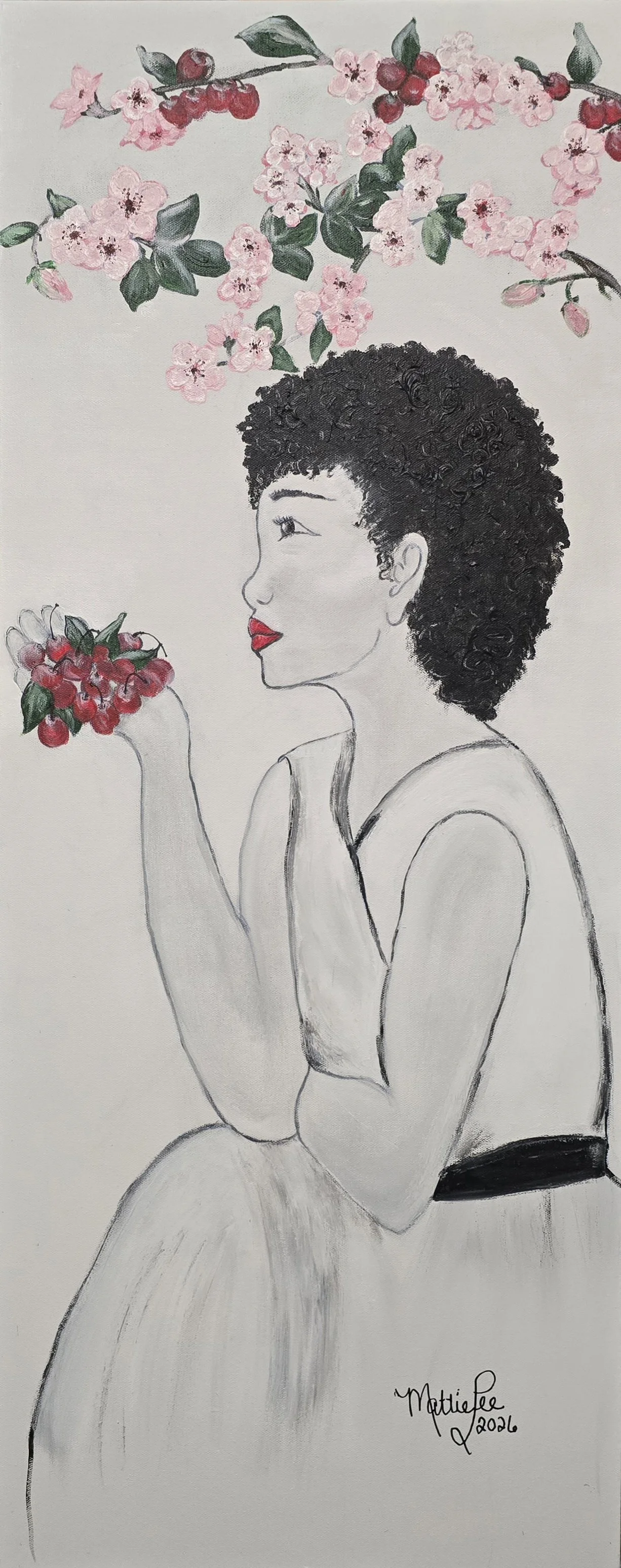 SELAH BLOOM series: HARVEST WITHIN THE BLOOMS- ACRYLIC & OIL ON CANVAS 40X16