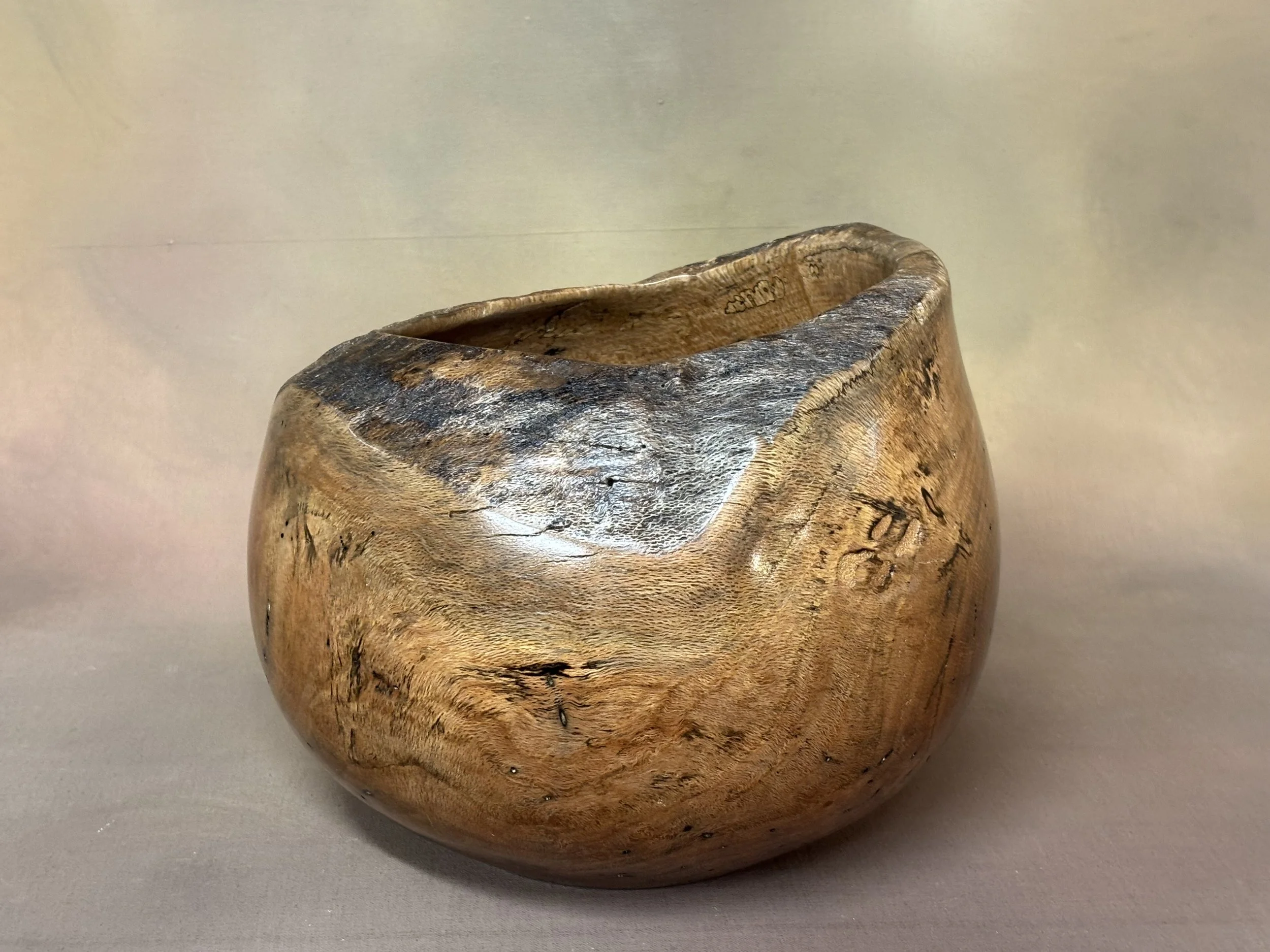 Oak Burl Hollow Form with Live Edge 9