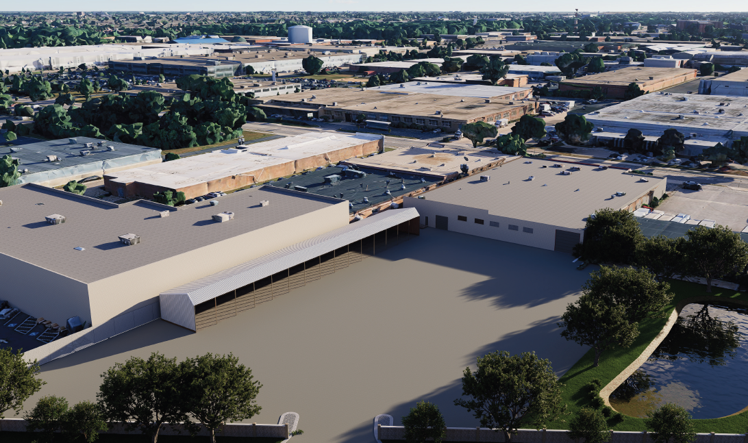 Aerial rendering of 6119 Howard, a 35,000 square foot industrial building on 3.3 acres in Niles, Illinois