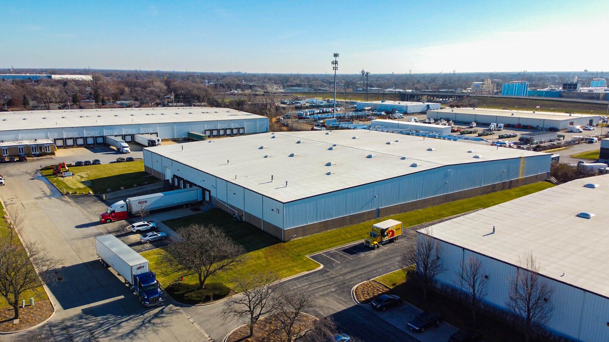 Aerial view of Bridgeview Distribution Center, a three-building industrial portfolio in Bridgeview, Illinois