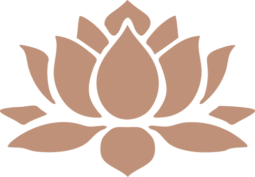 Simplified brown lotus flower illustration with multiple petals.
