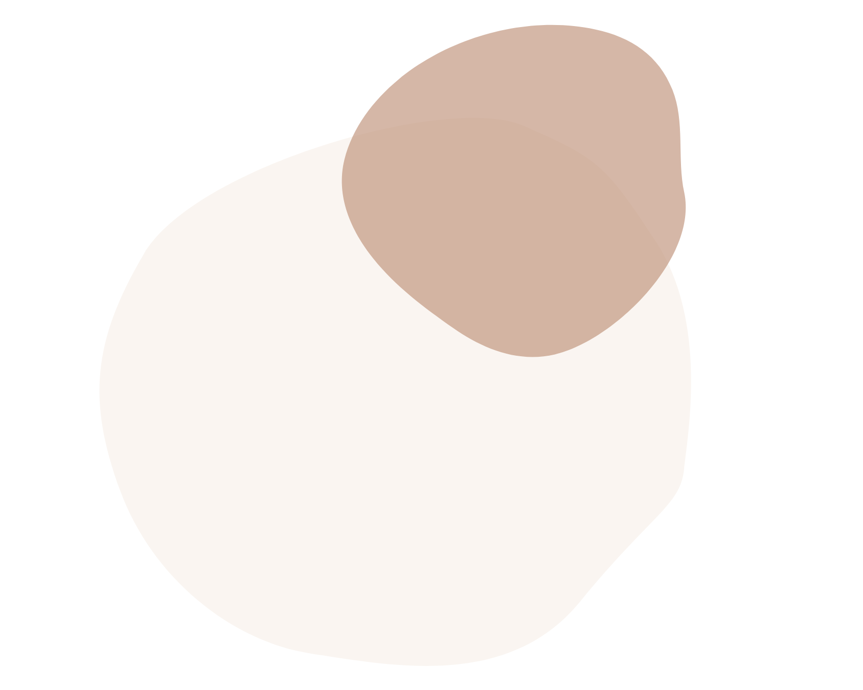 Abstract illustration of overlapping rounded shapes in beige and brown tones.