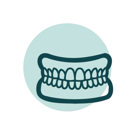 Illustration of teeth in a circular background.