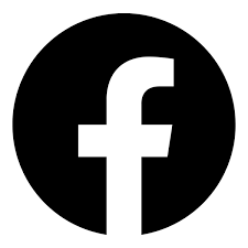 Facebook logo with white lowercase 'f' on a black circular background