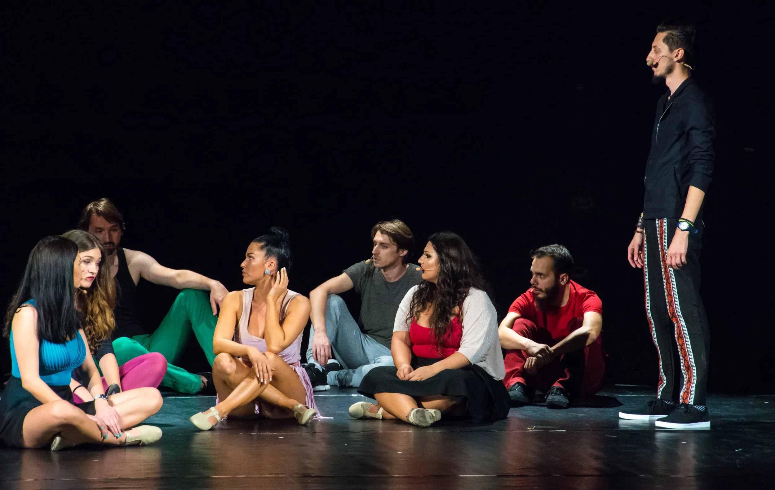 Students practicing improvisation exercises at The Form Academy Sacramento