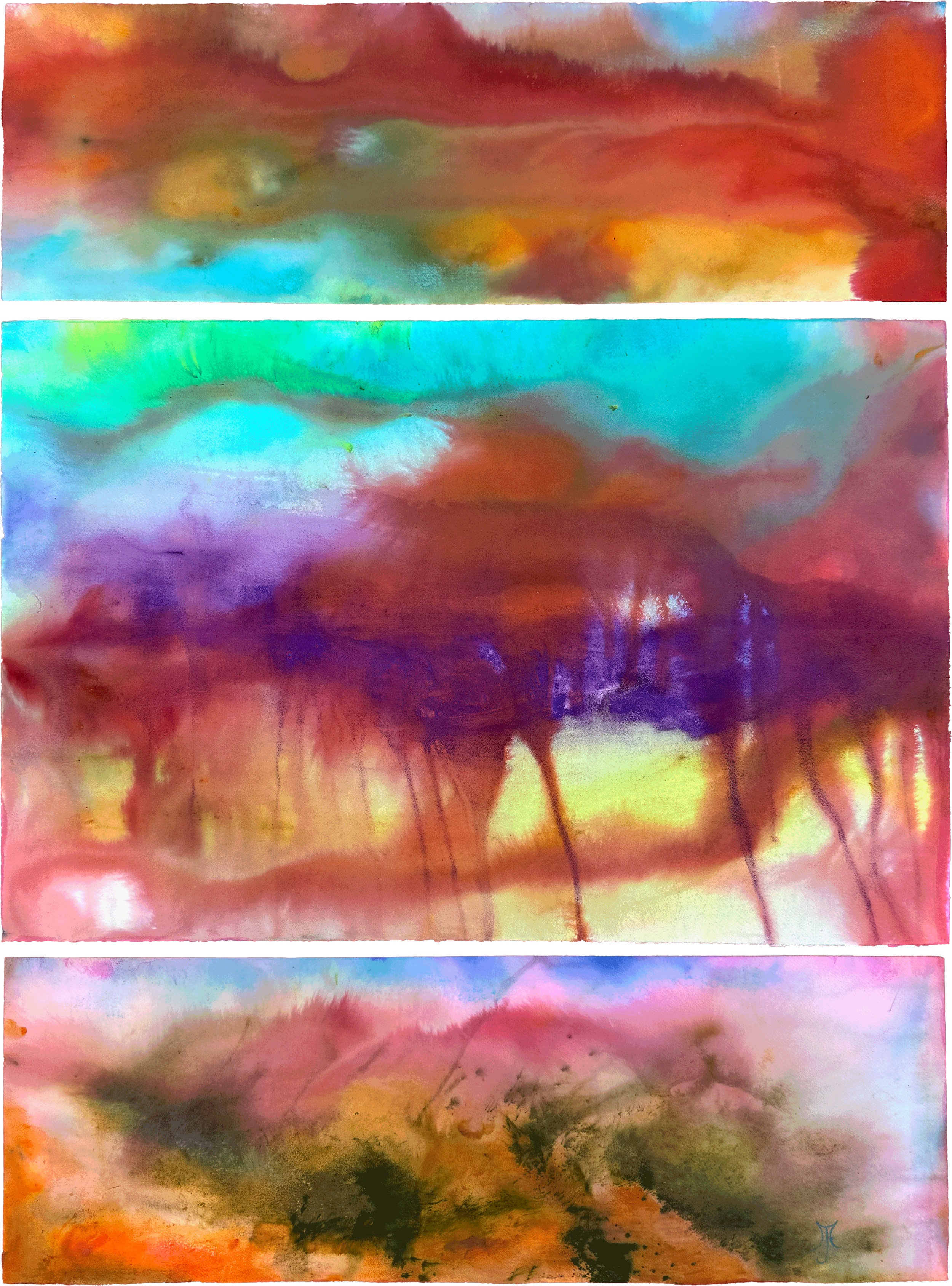 Horizon in Red, 2025. Dye on paper, framed — 47 x 46.5 in / 119 x 118 cm