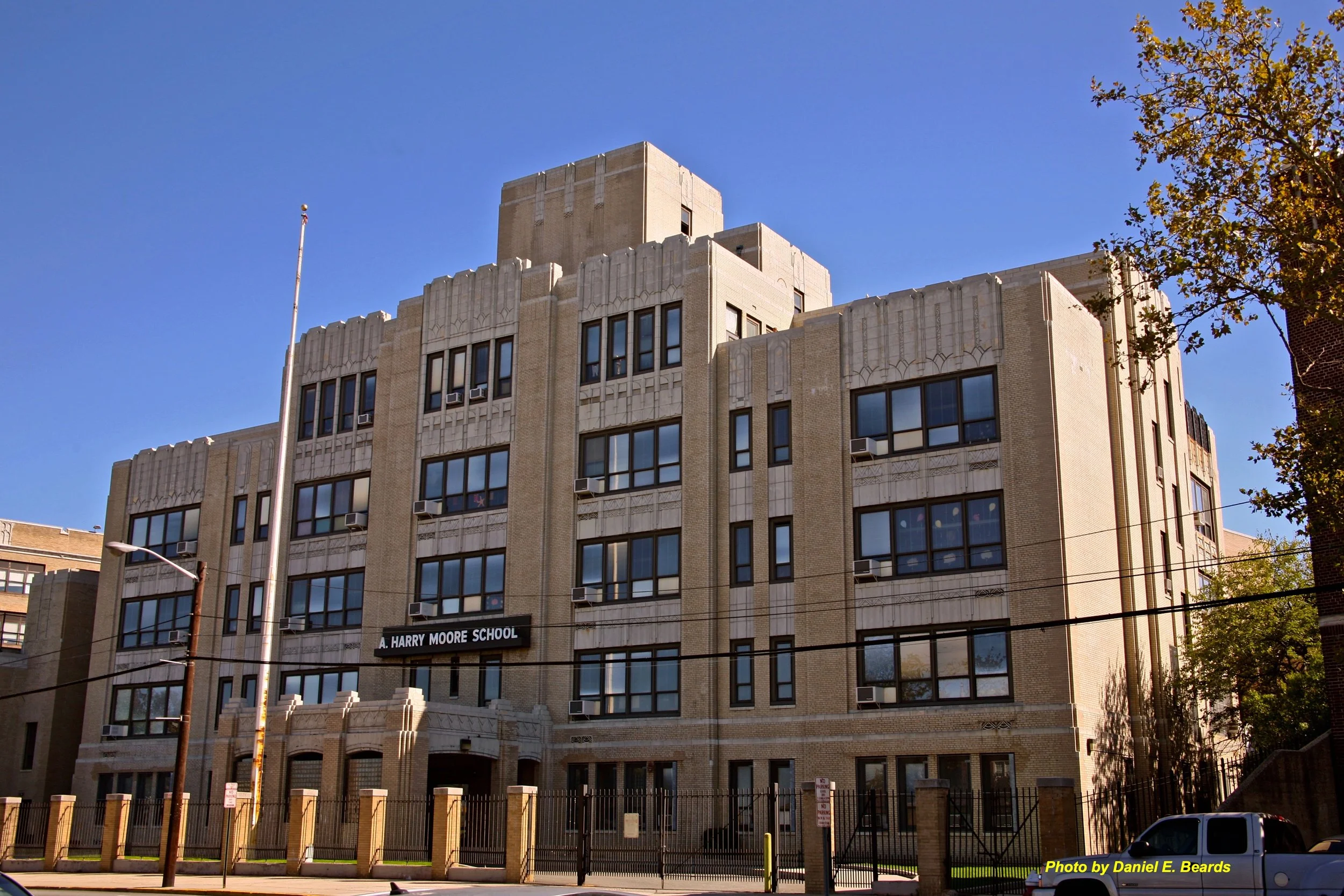 The A. Harry Moore Laboratory School building at 2078 Kennedy Boulevard
