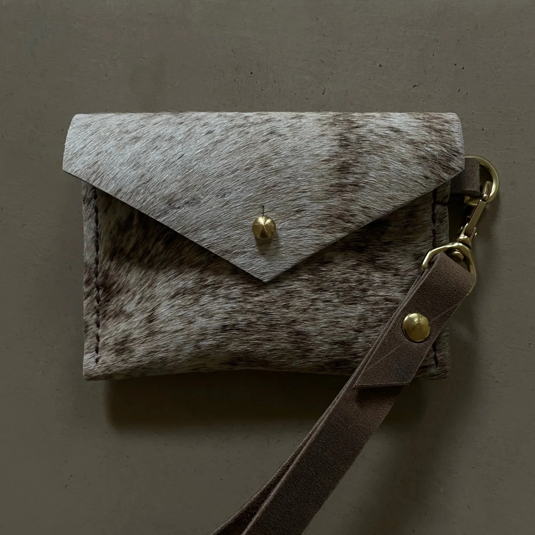 cowhide card wallet wristlet