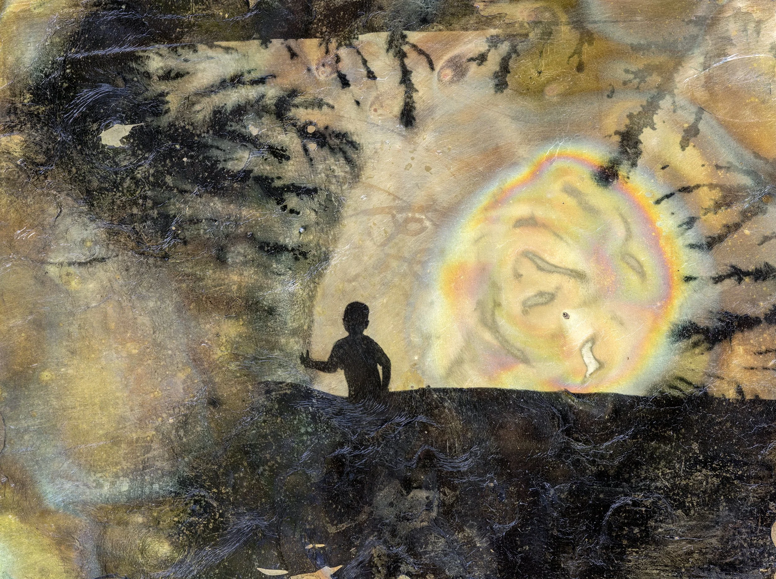 2022, Greece. Brass plate - Image transfer.