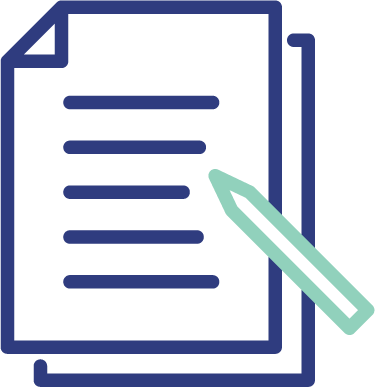 Icon with paper and pencil