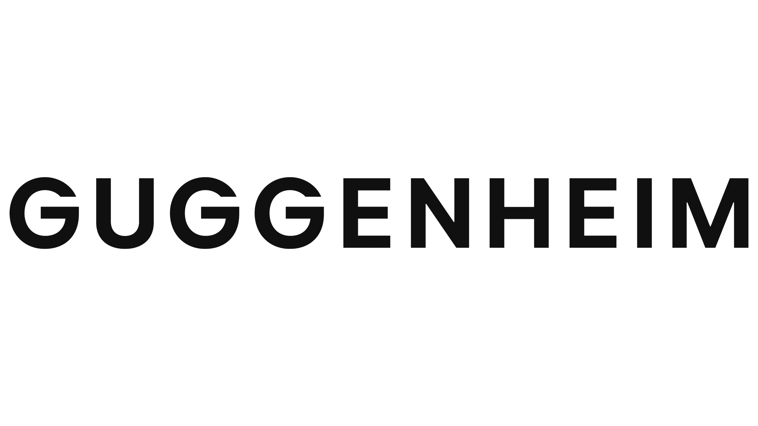 Guggenheim logo with a large black geometric shape above the black text 'Guggenheim' on a white background.