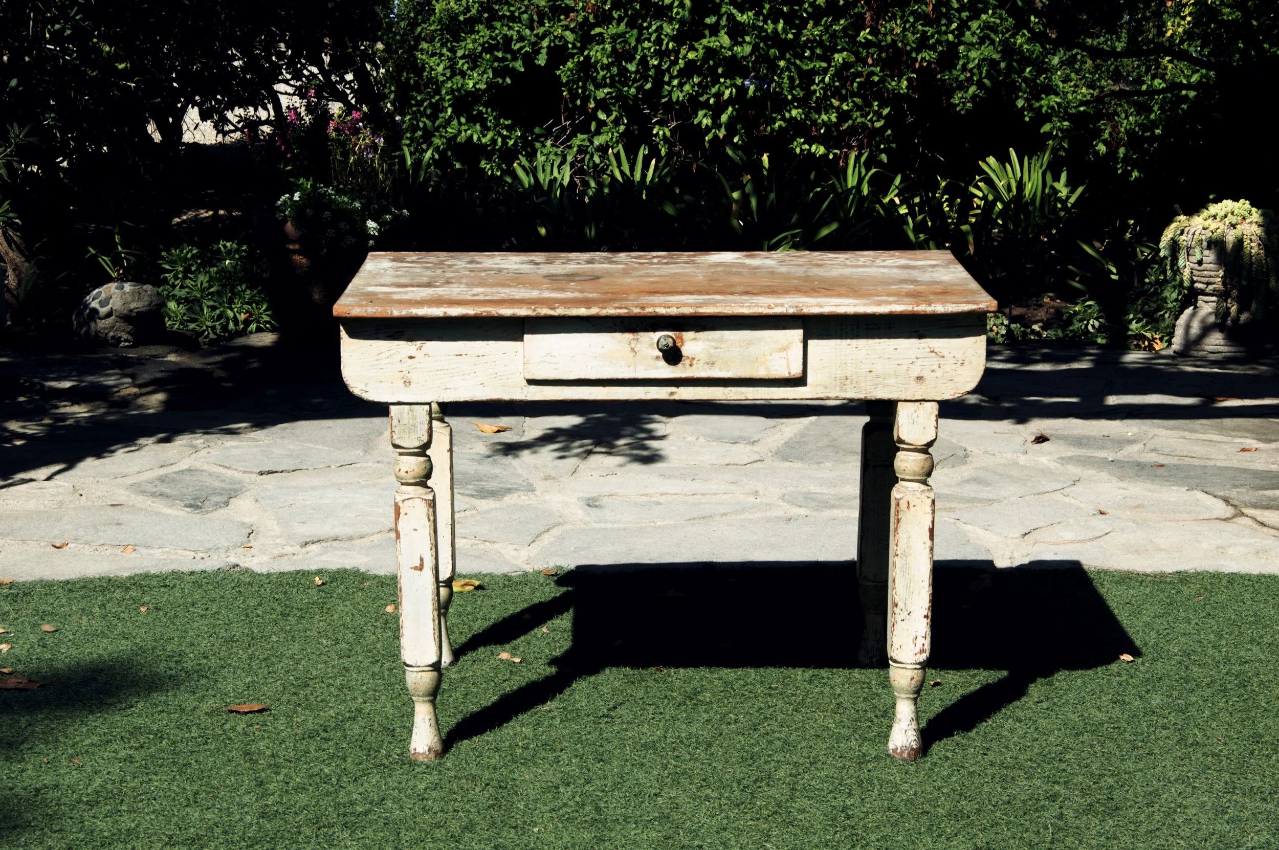 Sally Wood Top Ivory Spindle Leg Table.jpg