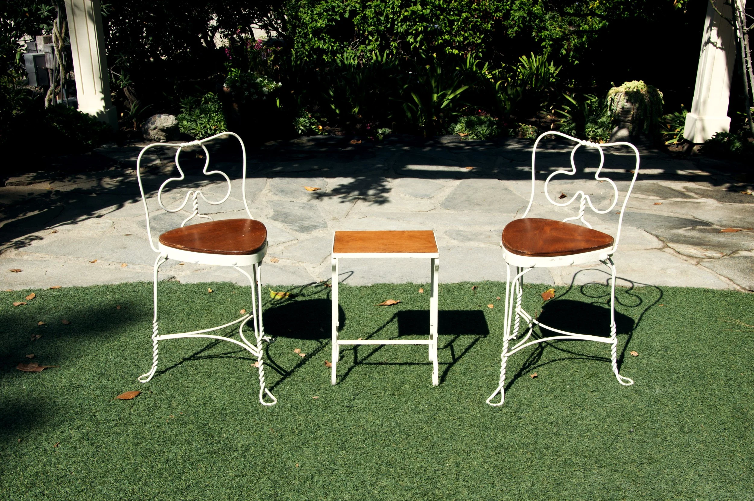 White Iron Wood Pad Chair Table Set.jpg