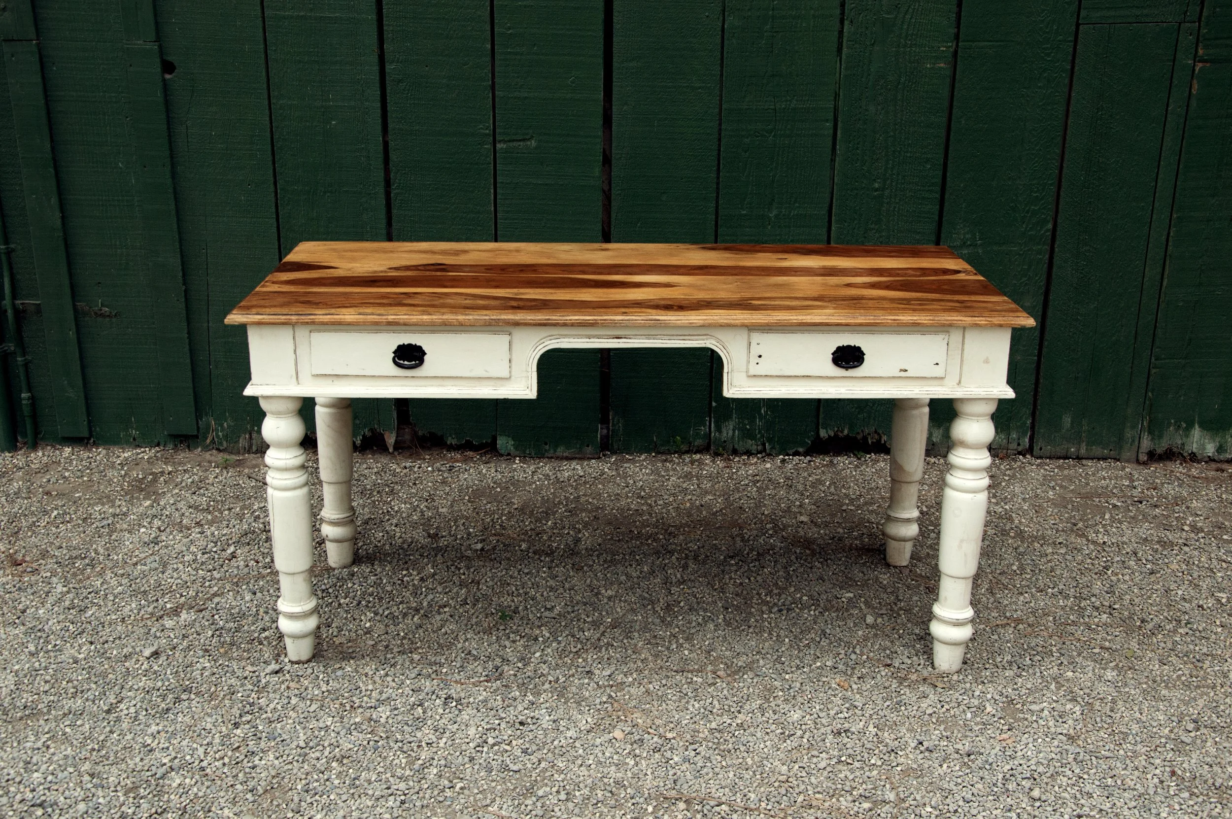 Pine Top Spindle Legged Table 2 drawers.jpg