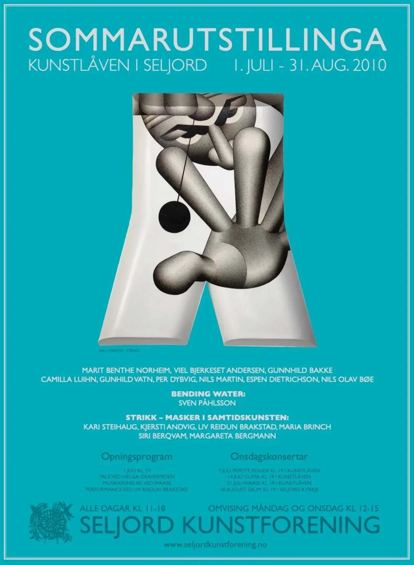 Sommarutstillinga 2010 var open i Kunstlåven 1. juli–31. august. Plakatmotivet er Nils Martin: «Stance», og utstillinga viste arbeid av Marit Benthe Norheim, Viel Bjerkeset Andersen, Gunnhild Bakke, Camilla Luihn, Gunhild Vatn, Per Dybvig, Nils Marti