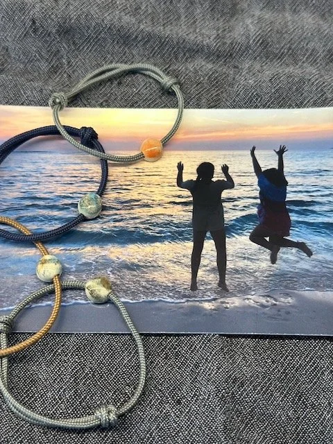 Beach Jump original photo and dot bracelets