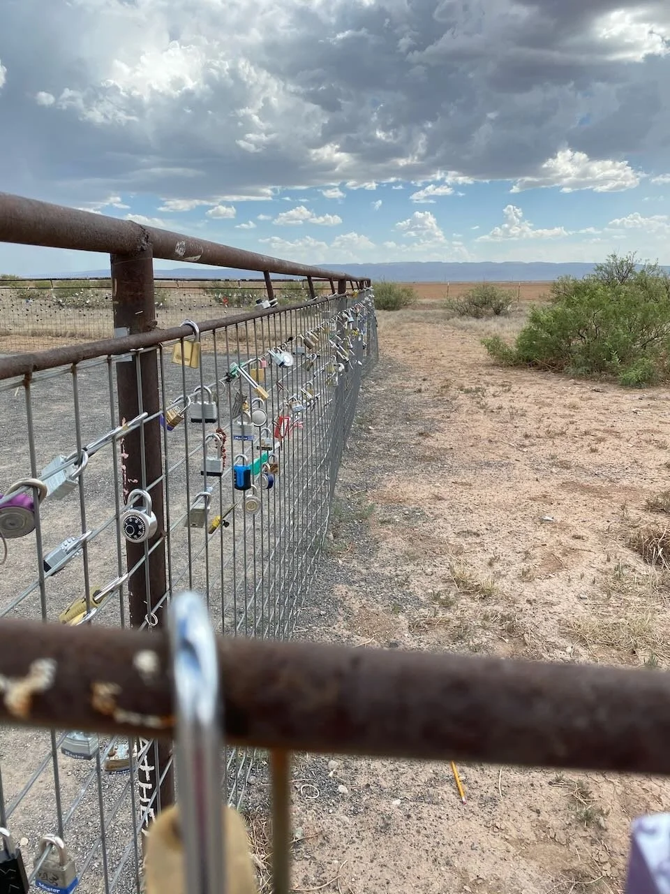 Marfa Love Inspiration photo. Lock fence in Marfa, Texas.