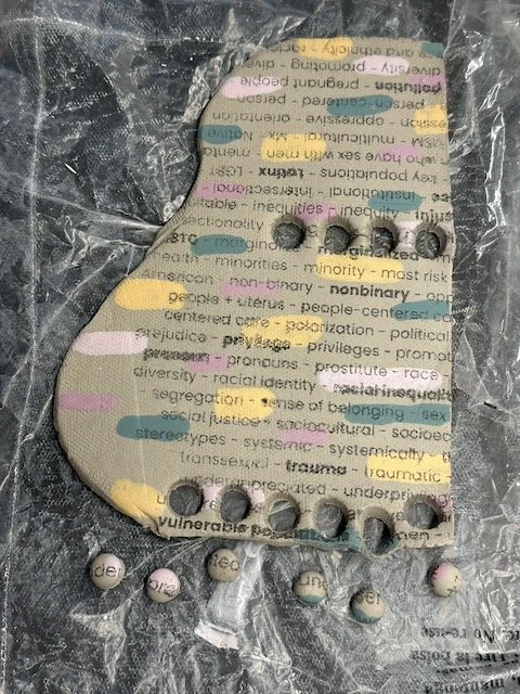 starting to cut out the dots from the clay slab