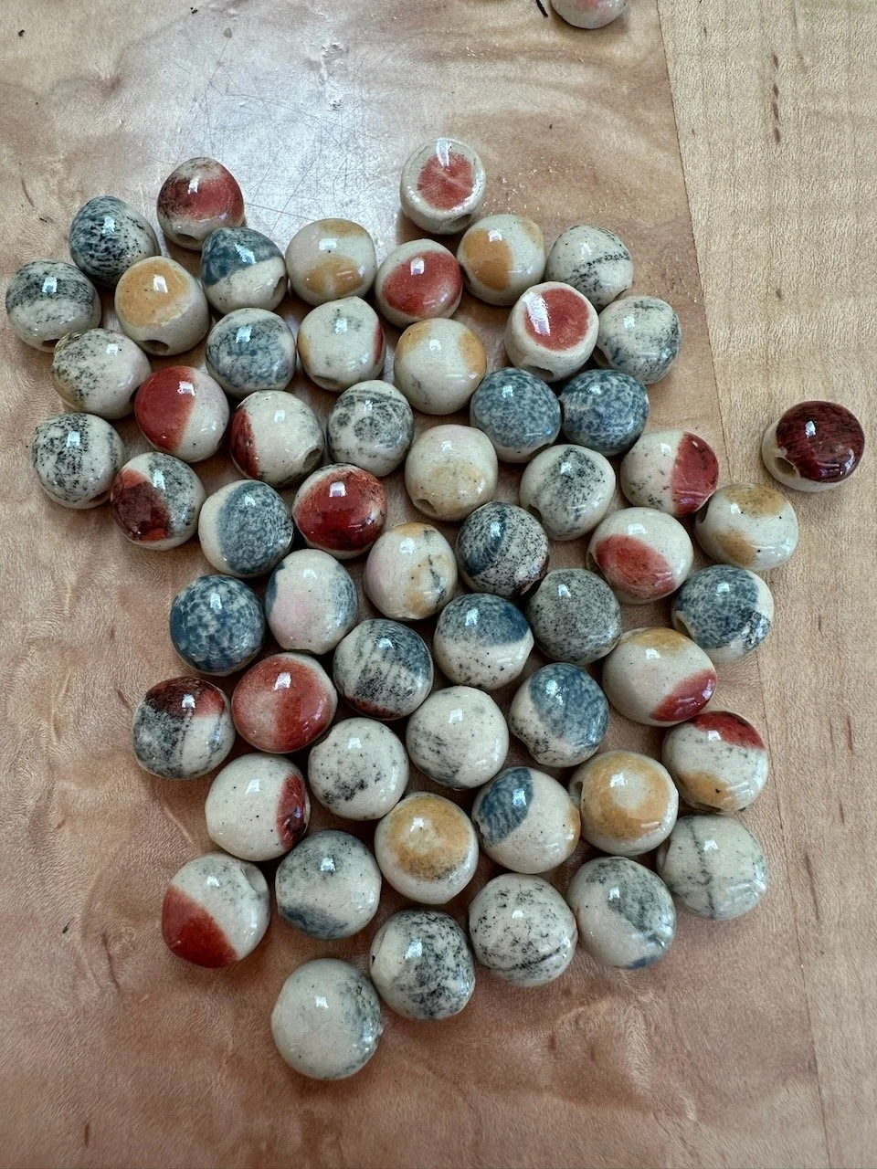 Marfa Love beads after being glazed