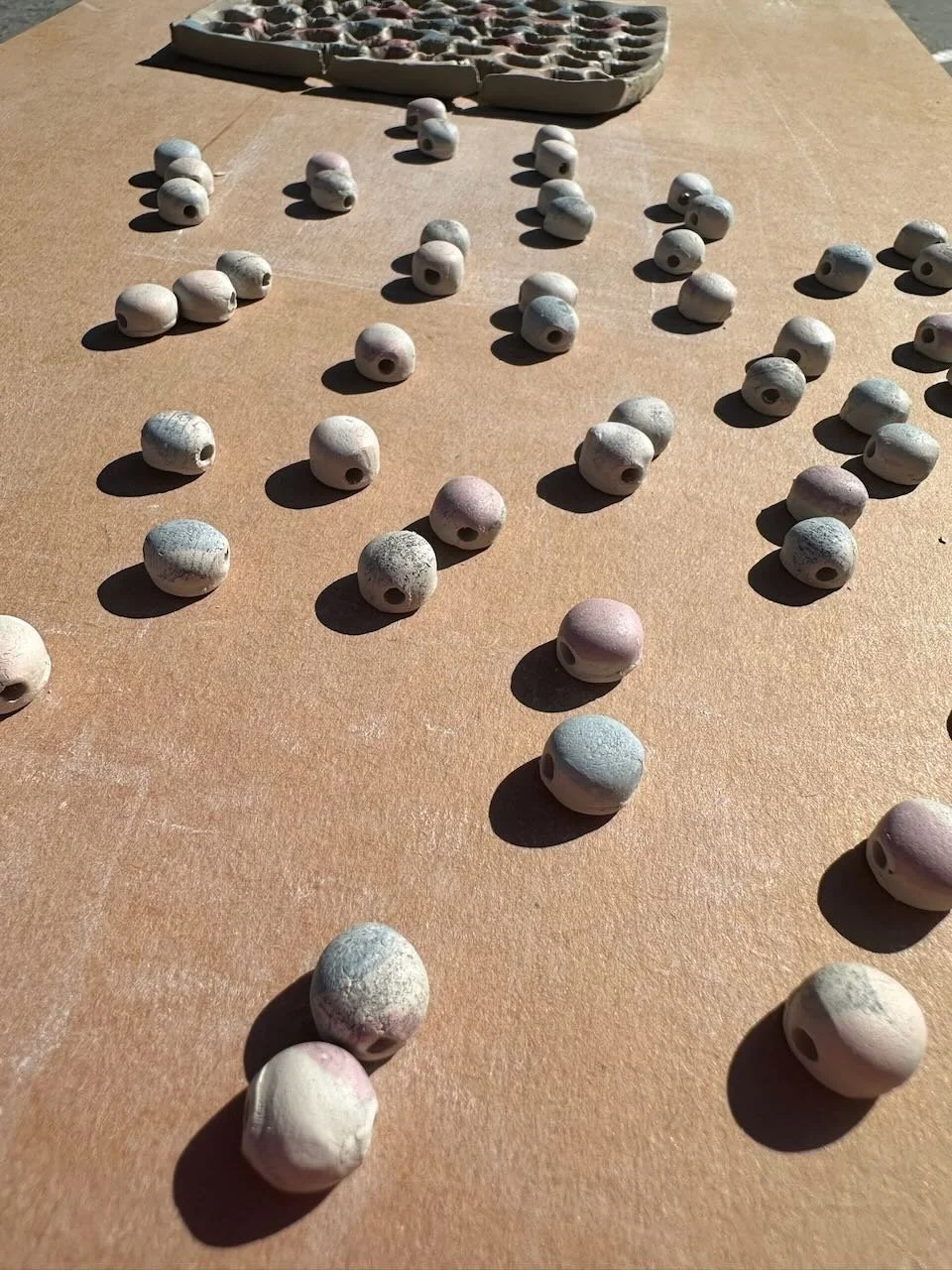 Marfa Love beads before being glazed