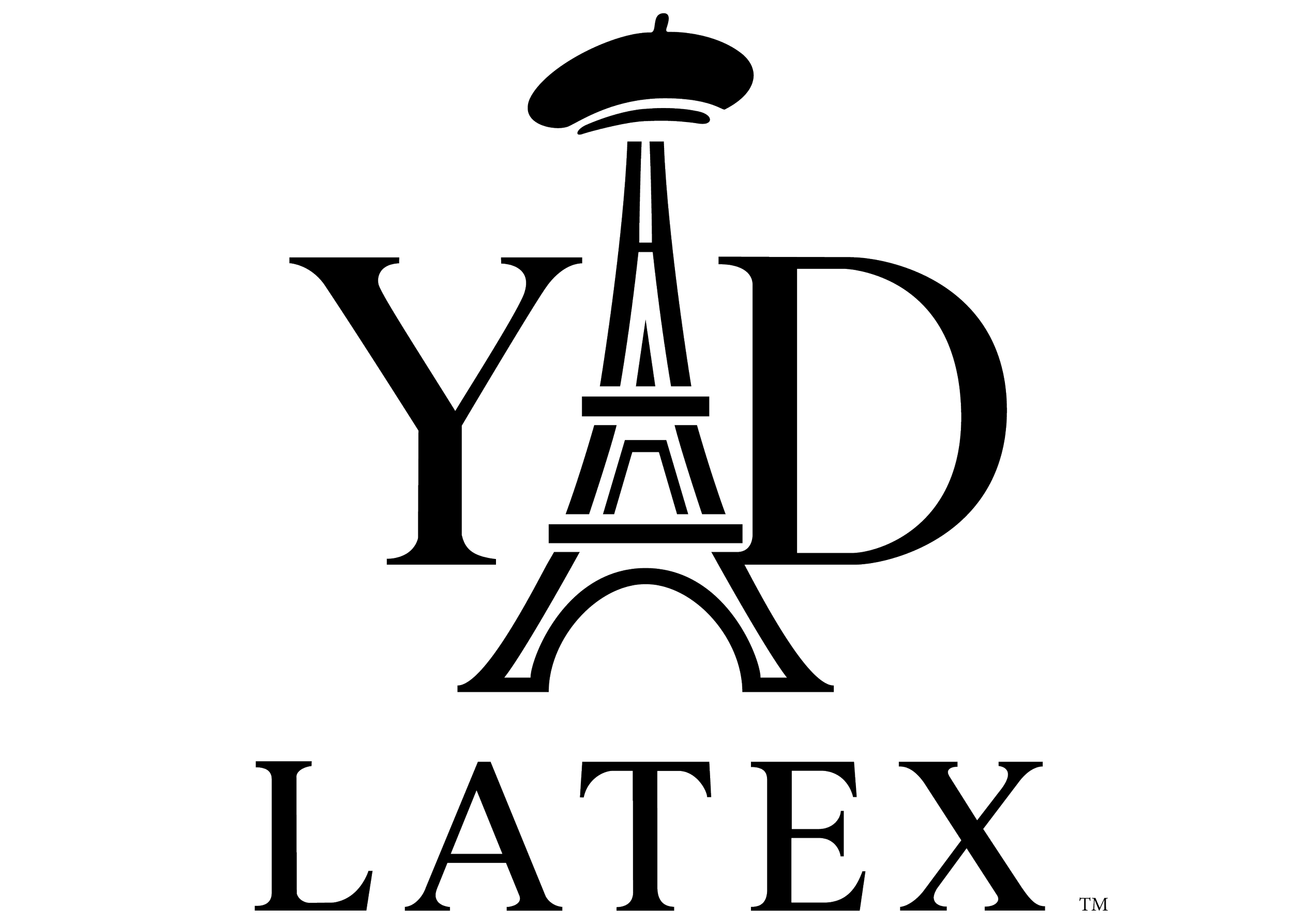 Notre logo : YDLatex. Une signature visuelle qui porte nos valeurs. Au centre du Y et du D, la Tour Eiffel au béret revendique fièrement notre confection artisanale 'made in France'. À sa base, le mot 'Latex' rappelle l'essence même de nos créations.