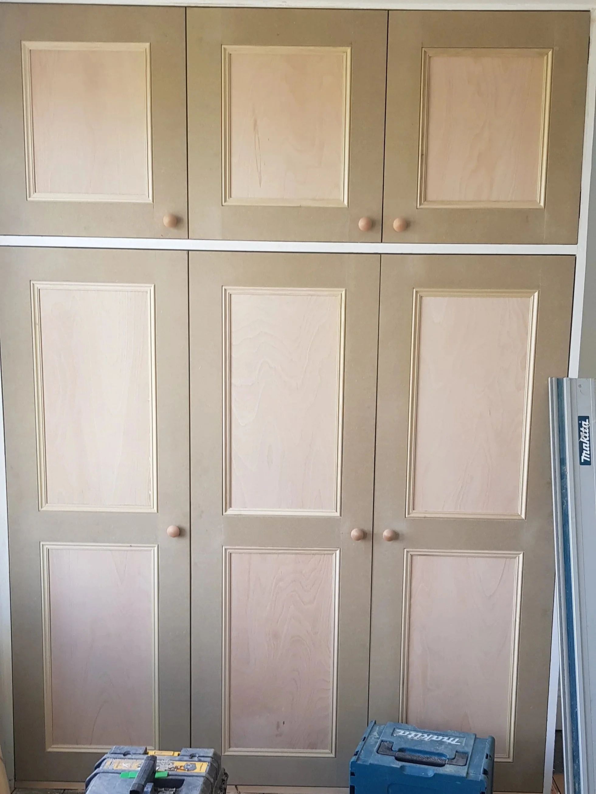 Custom-built Shaker style cabinet doors for a bespoke kitchen renovation in North Norfolk.