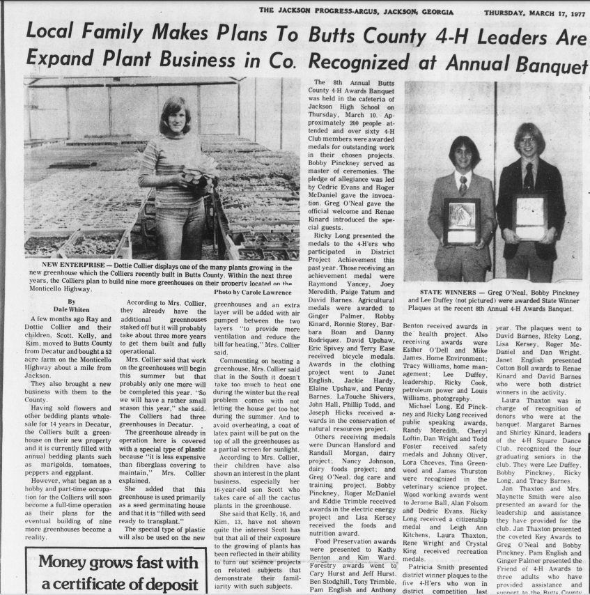 Founder Dottie Collier featured in Jackson Progress-Argus March 17, 1977