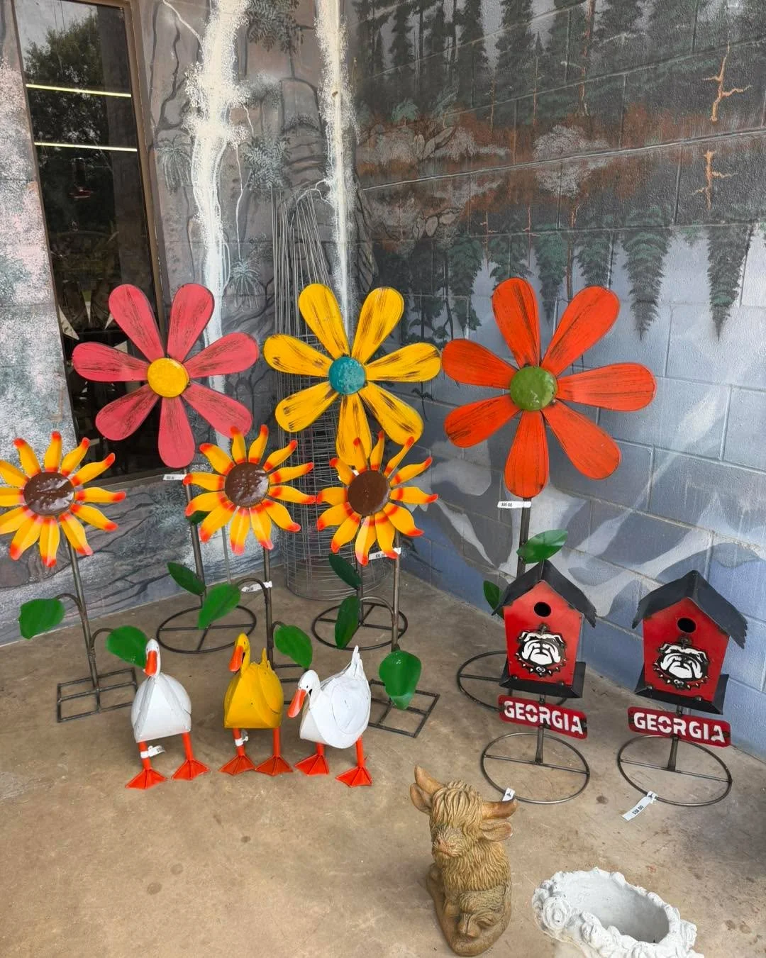 🚨 NEW METAL DECOR! 🚨

This shipment is packed with the kind of pieces that make you stop and look twice. 👀

We&rsquo;ve got giant jingle bells, colorful metal roosters, garden spinners, oversized flowers, Christmas tractors, Grinch pieces, Georgia