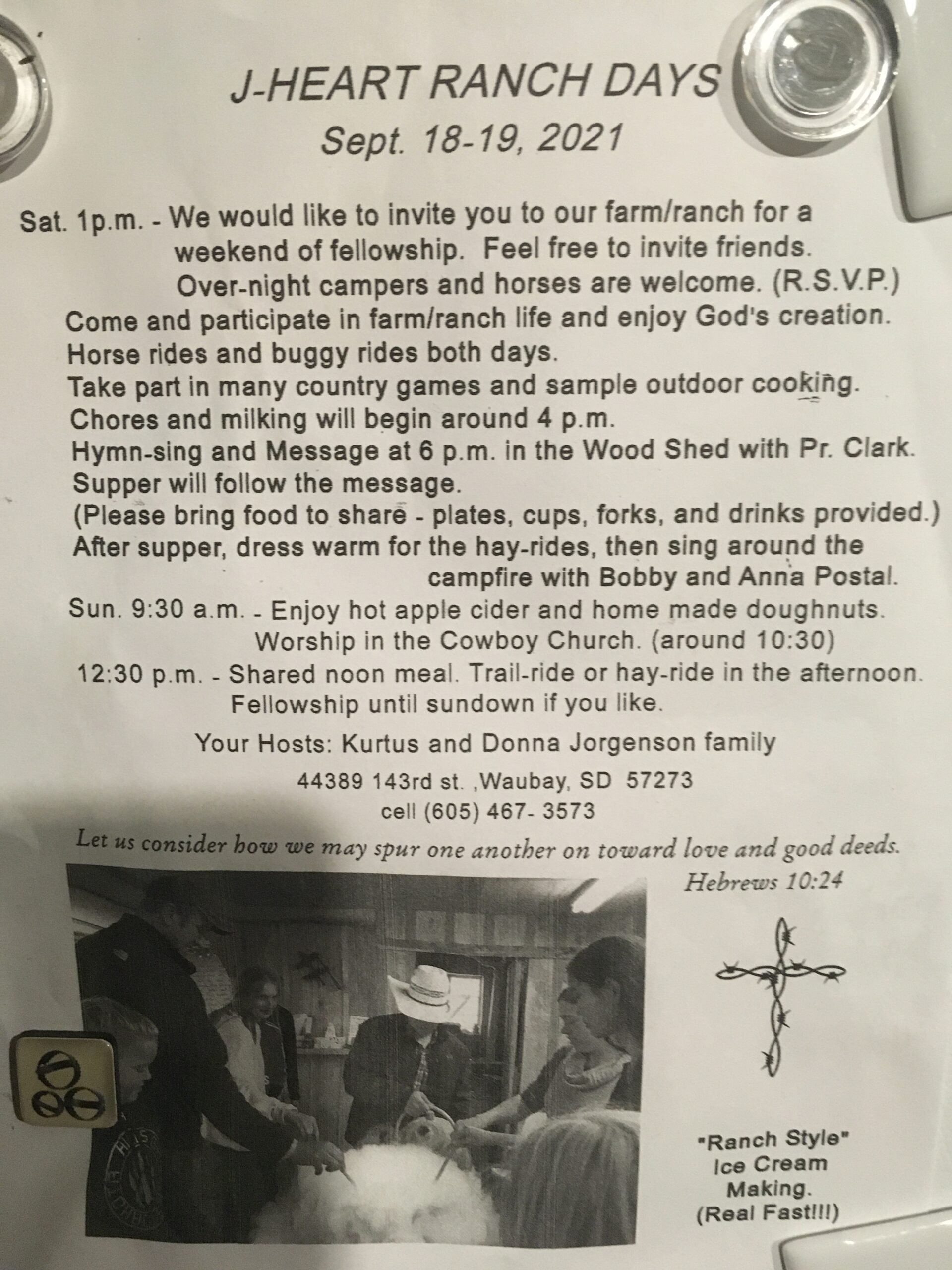 Ranch Days in Waubay. September 18. No worship in Bradley.