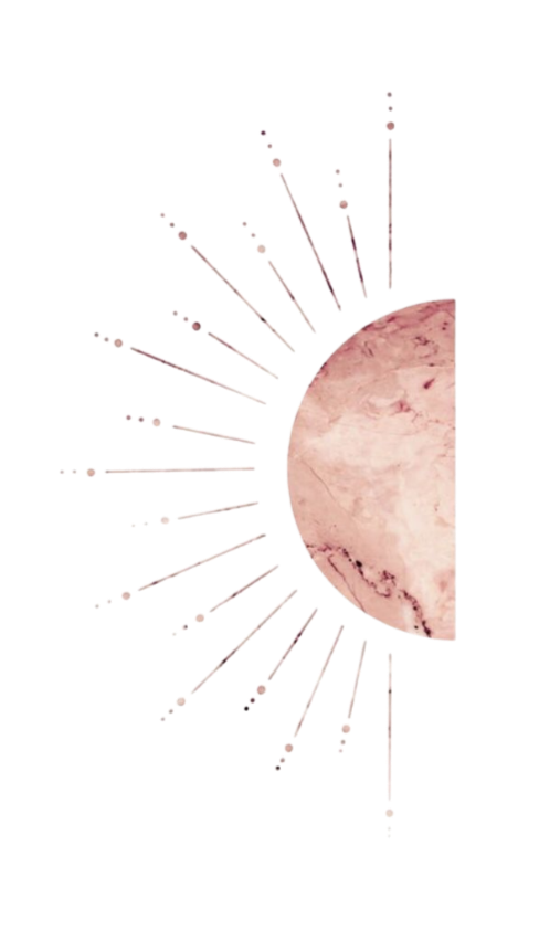 Partial image of a round, pinkish marble surface with rays or lines extending outward from it in various colors and thicknesses.