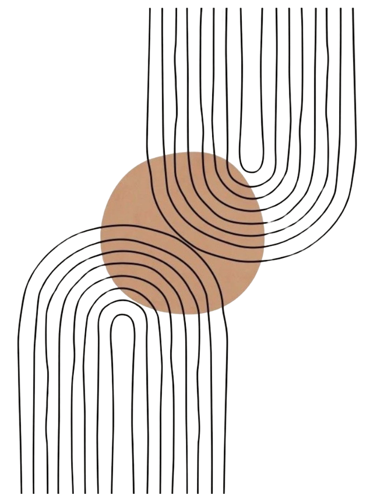 A stylized illustration of a fingerprint with a large beige circle over part of it, and black lines extending upward and downward from the circle.
