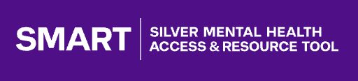Purple banner with white text reading "SMART Silver Mental Health Access & Resource Tool".
