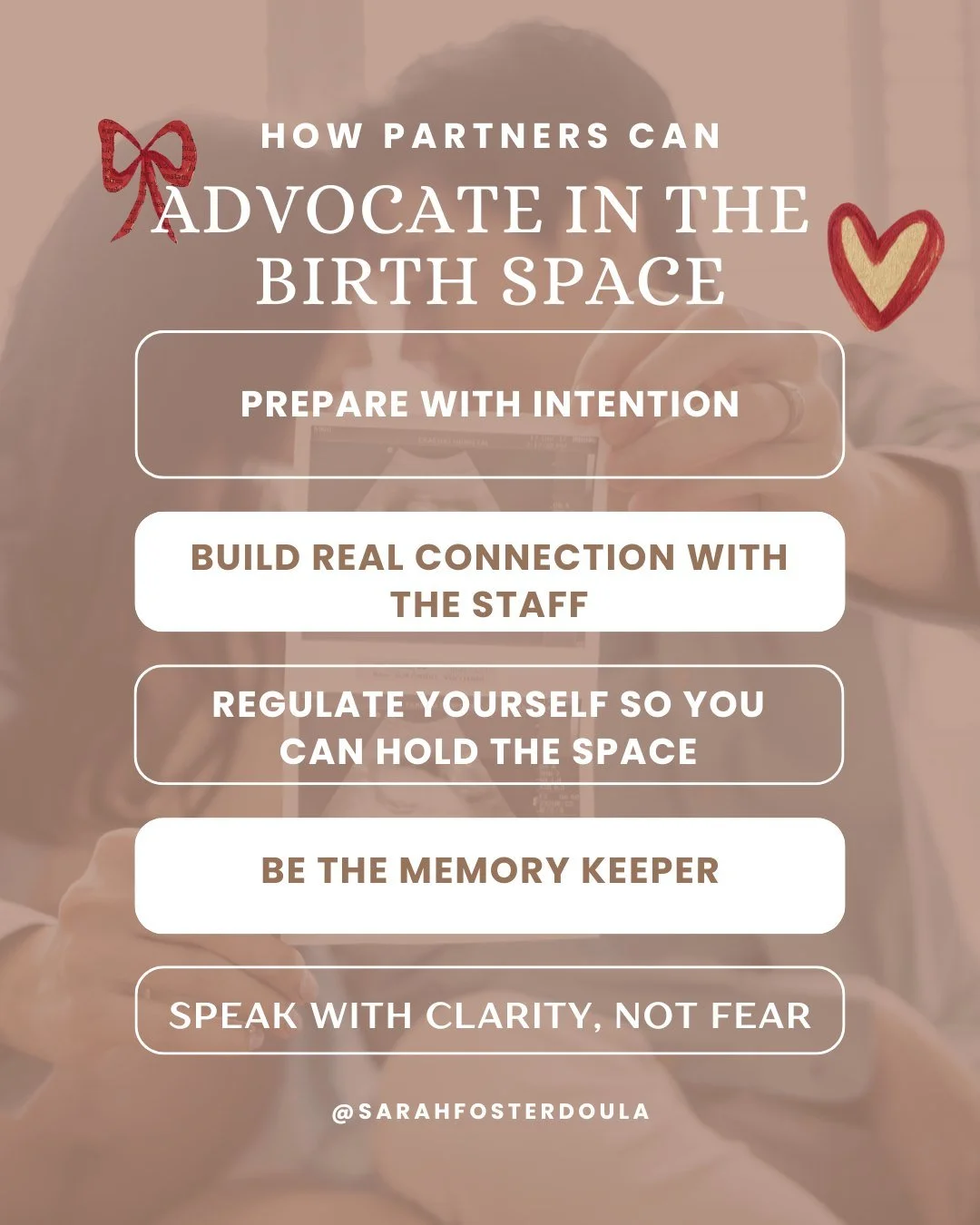 You&rsquo;re not just supporting your partner you are part of the birth space. 💛 Your calm, your presence, and your voice can shift the entire experience.

Ways to advocate while staying grounded:
&bull; Prepare a short list of questions or preferen