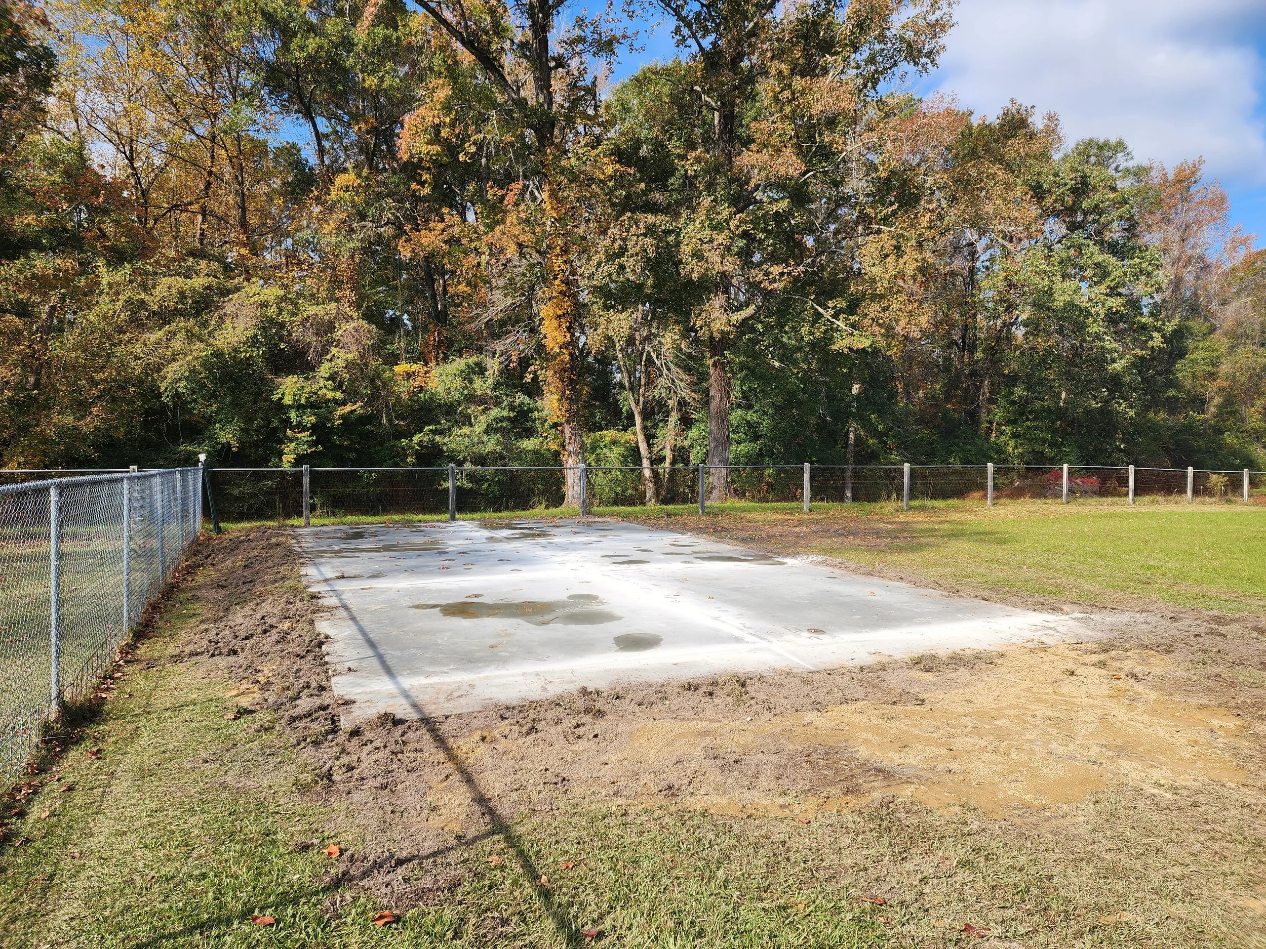 Concrete slab poured for garage