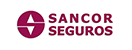 Logotipo de Sancor Seguros en color púrpura con símbolo en forma de cruz