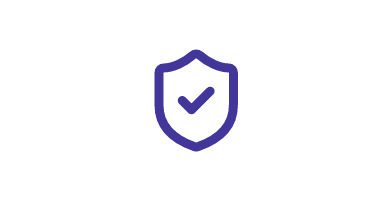 Escudo con un cheque de marca en el centro, símbolo de protección y seguridad.