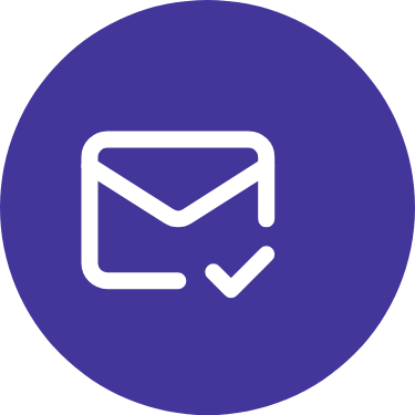 Icono de correo electrónico con marca de verificación.