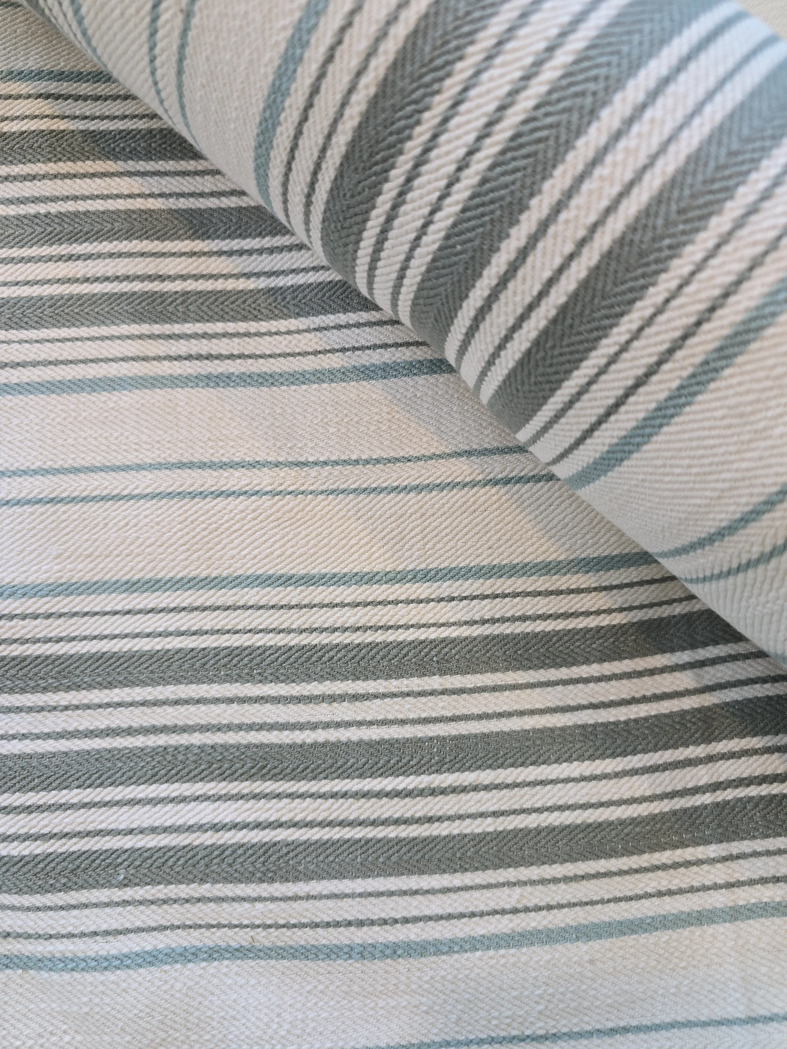 Teal and White Striped Luxury Fabric